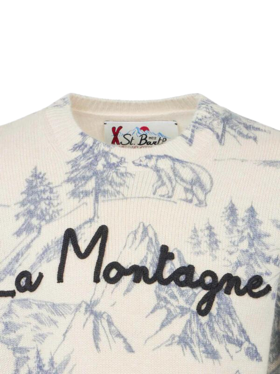 Maglione bambino La montagne panna e blu DOU0012 00266E MC2 SAINT BARTH 