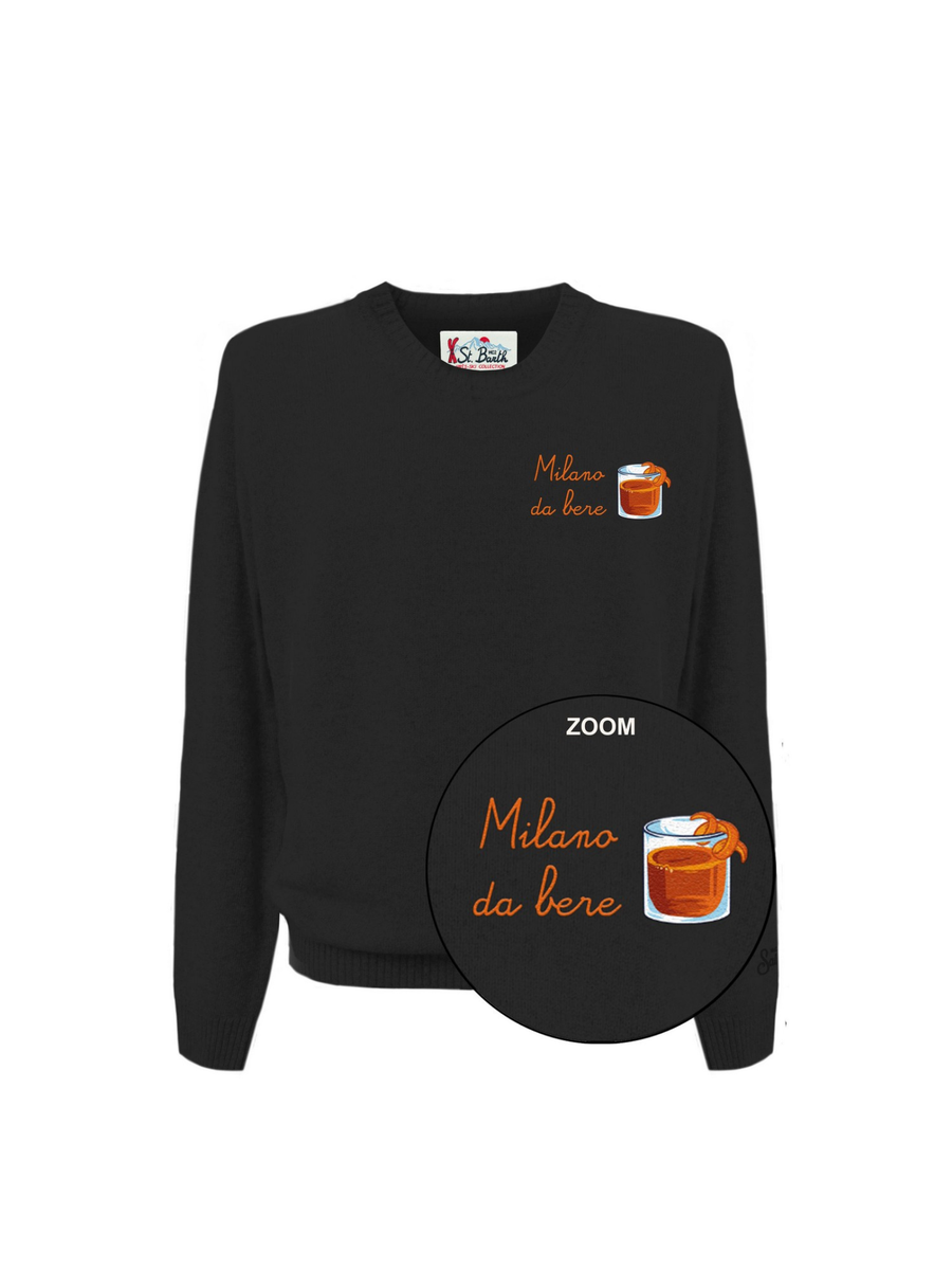 Maglione "11" Saint Barth blu con scritta "Milano da bere" HER0024 03492I MC2 SAINT BARTH 