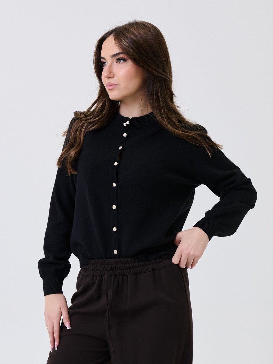 Cardigan Armoire nero con bottoni gioiello IT1615 NERO Armoire 