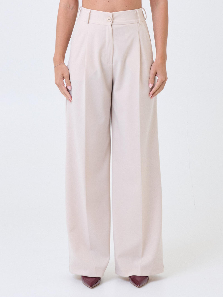 Pantalone a vita alta Haveone burro con pinces PGEP067 BURRO Haveone 