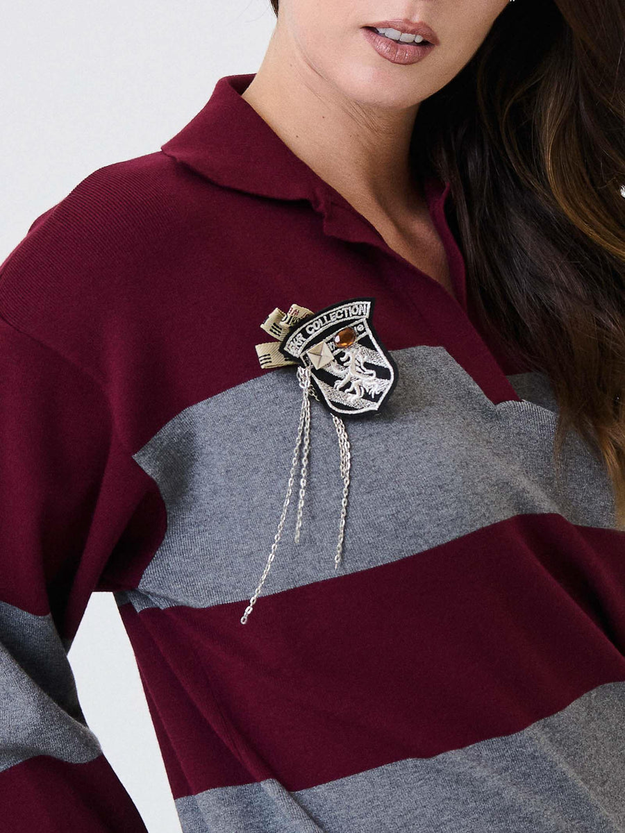 Maglione Kontatto bordeaux a righe con spilla removibile 3M0938C BORDEAUX kontatto 