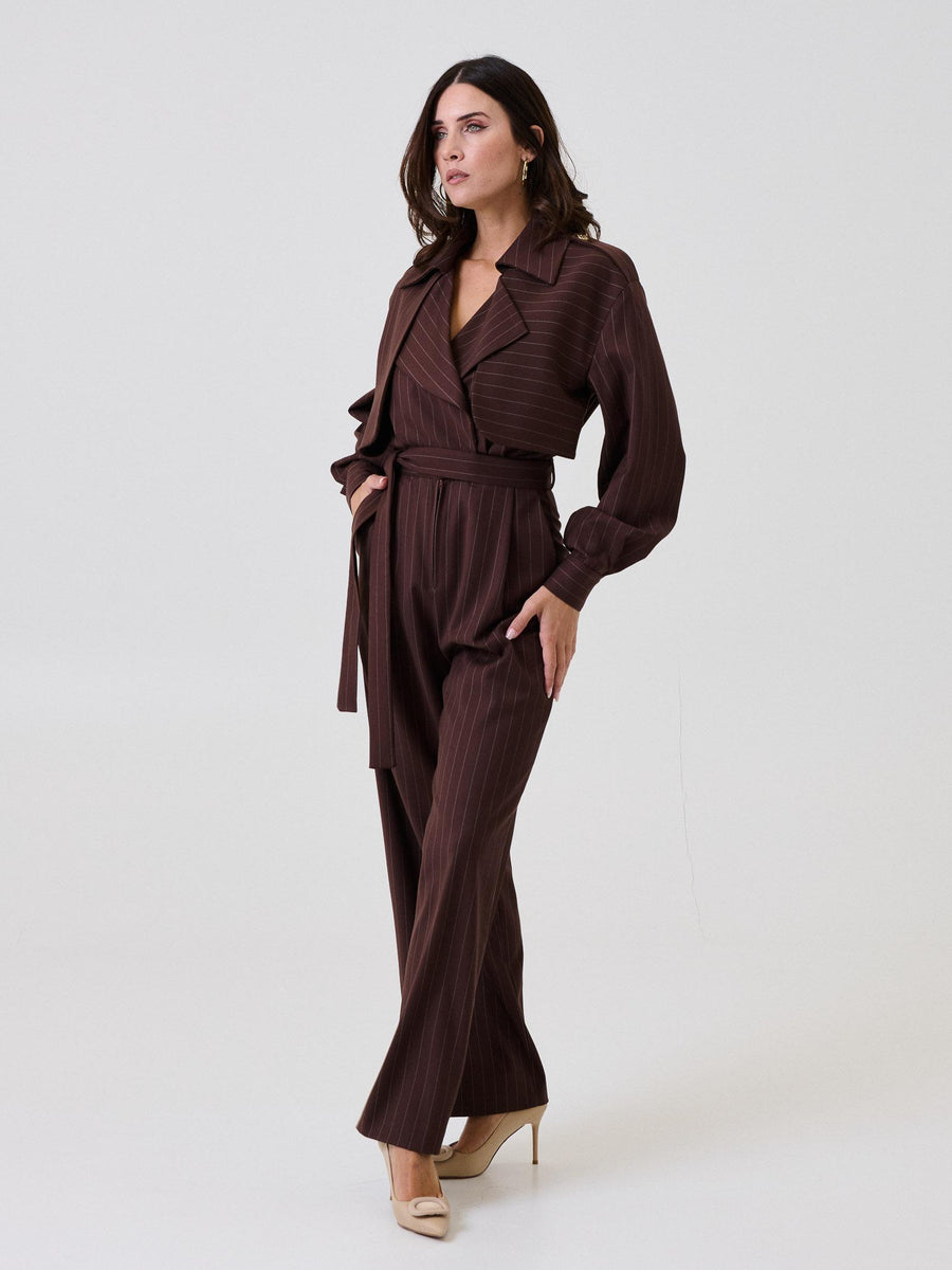 Jumpsuit "Stripe" Silence Limited marrone a righe TUT664 BROWN Silence Limited 
