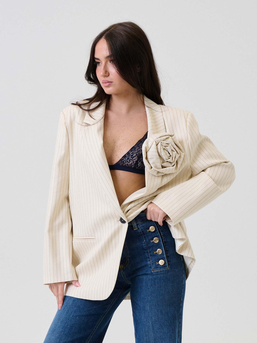 Blazer con impunture Vicolo panna con maxi fiocco removibile TF0885 PANNA Vicolo 