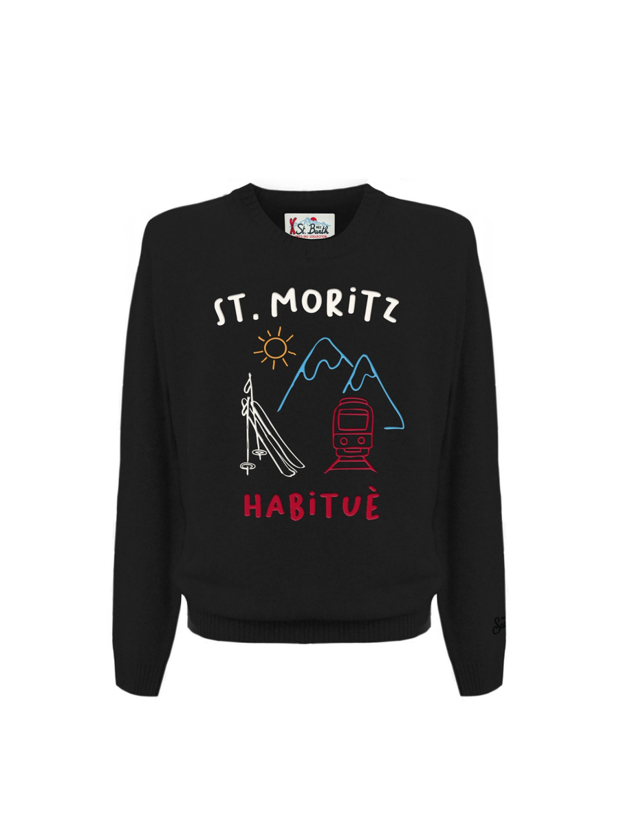 Maglione "00 emb" Saint Barth nero "St. Moritz Habituè" HER0001 02973I MC2 SAINT BARTH 