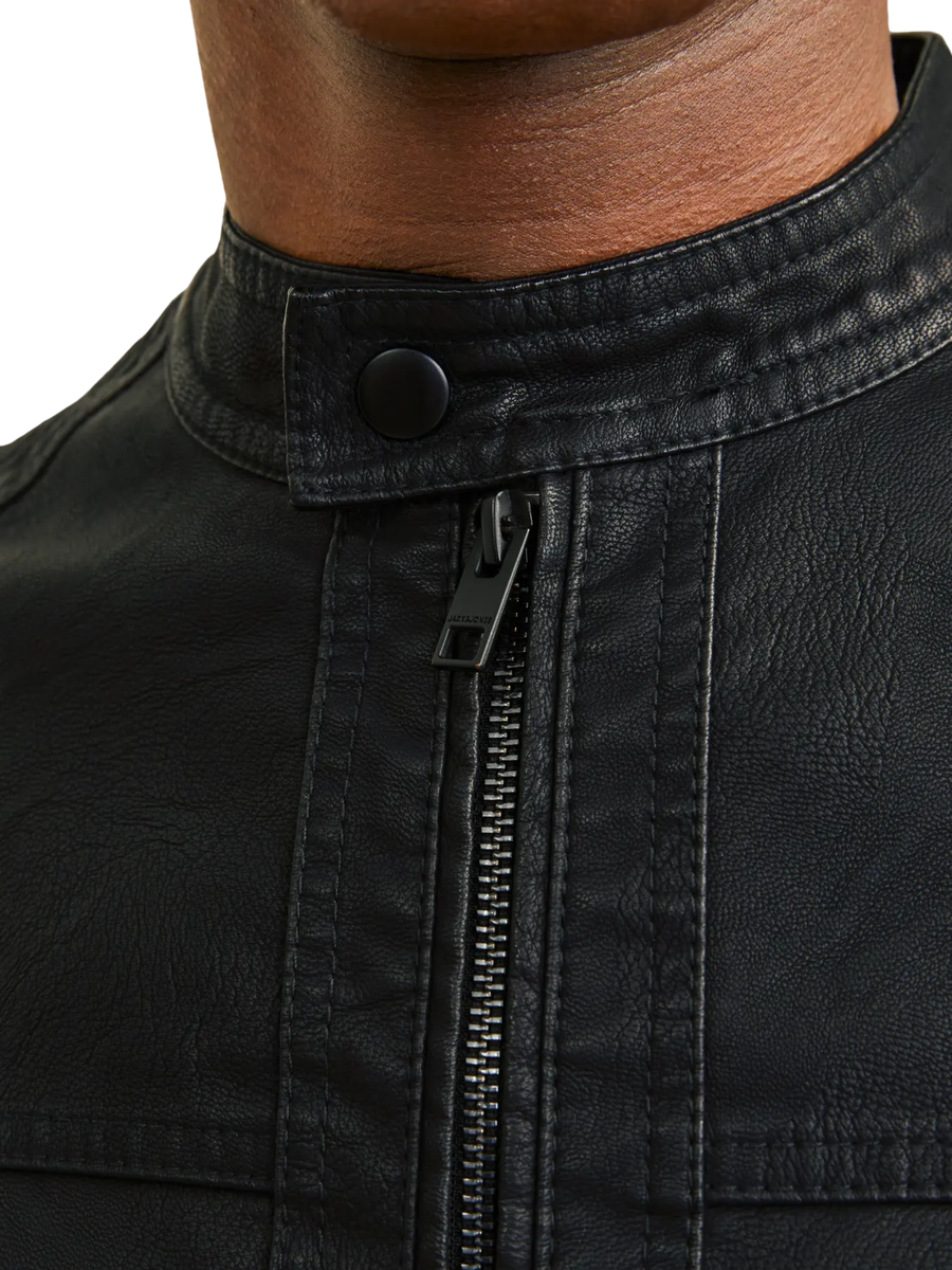 Giubbino Jack & Jones nero in ecopelle 12182461 BLK Jack & Jones 