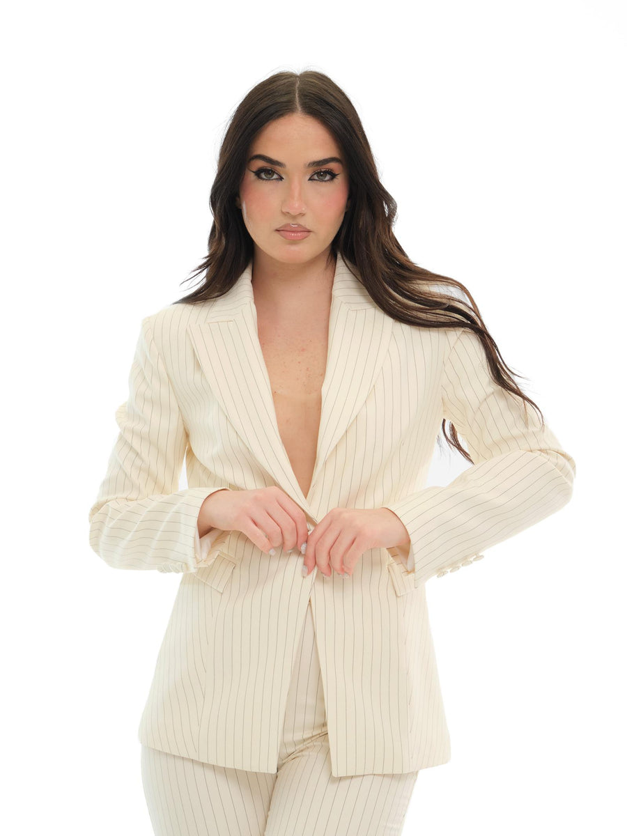 Giacca "stripe" monopetto Silence Limited avorio con righe gessate SD5050 CREAM Silence Limited 