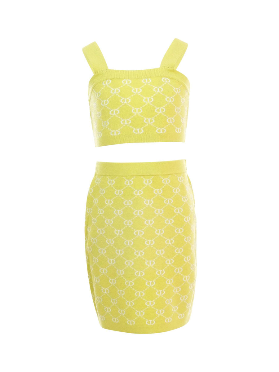 Completo top e gonna Twinset giallo logati all over 251GJ3QX4 12190 Twinset 