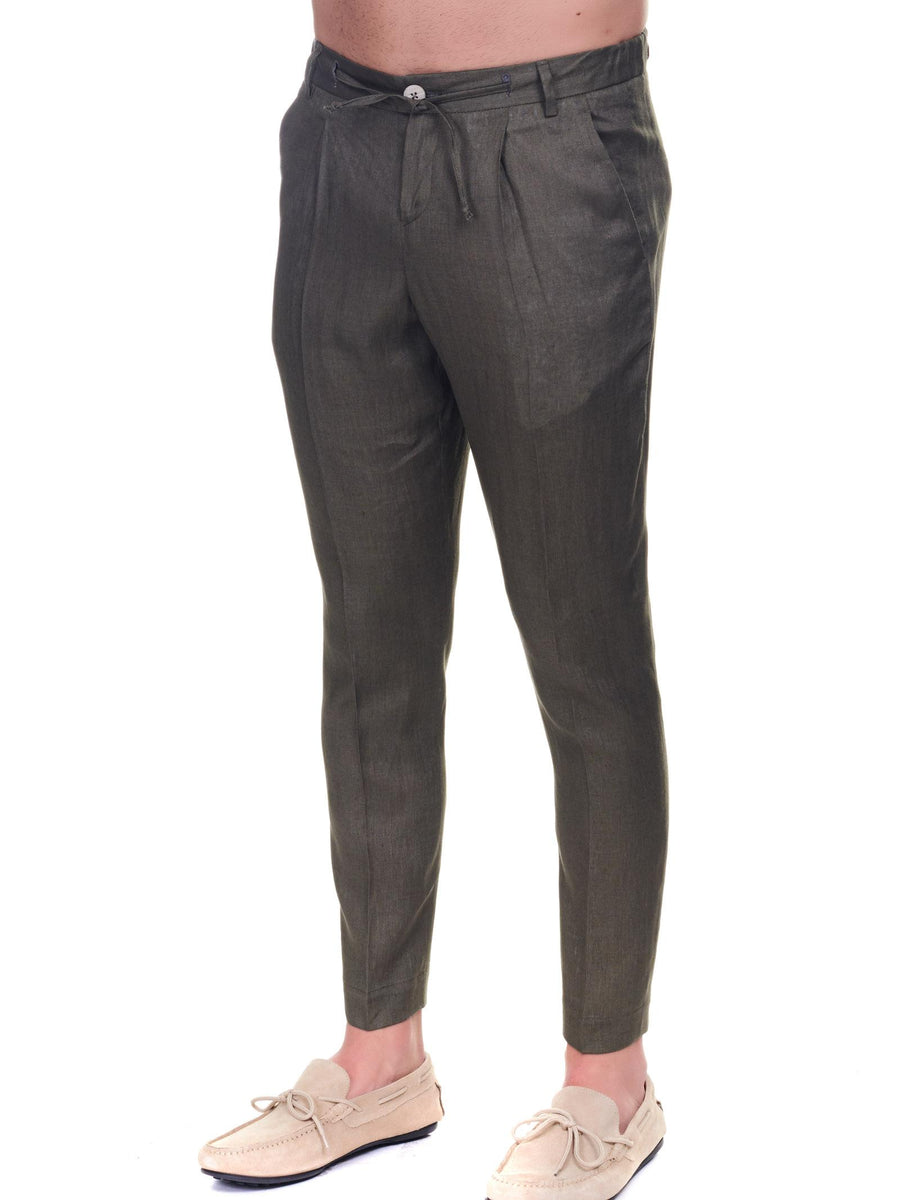 Pantalone in lino verde militare AD7136SE 32 Alessandro Dell'Acqua 