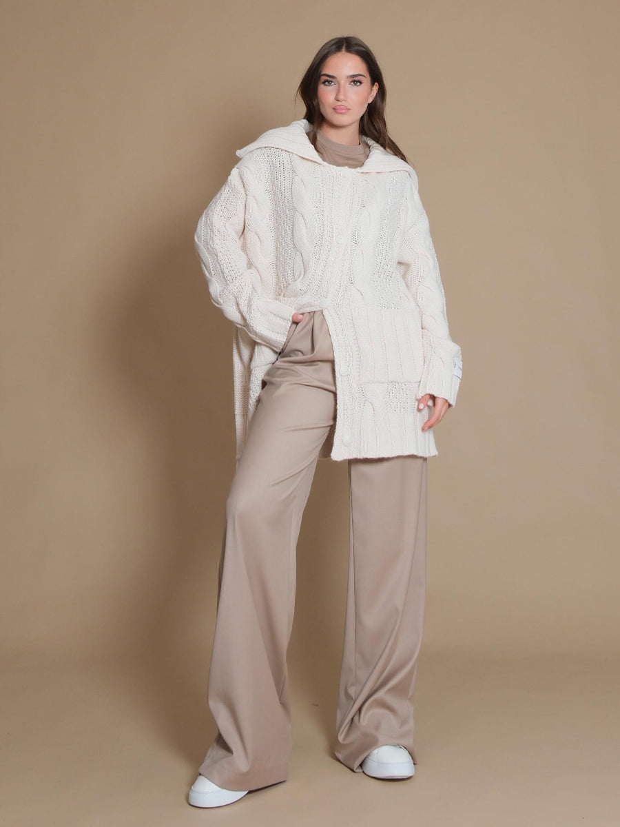Cardigan Hinnominate con lavorazione a treccia bianco HMABW01277 OFF WHITE Hinnominate 