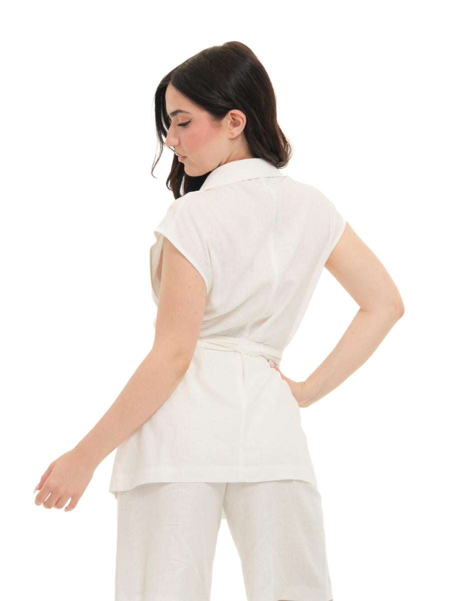 Gilet lungo Armoire in misto lino panna GL02L PANNA Armoire 