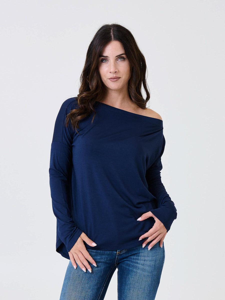 Maglia a maniche lunghe Kontatto blu con scollo a barca MR5003C BLU kontatto 