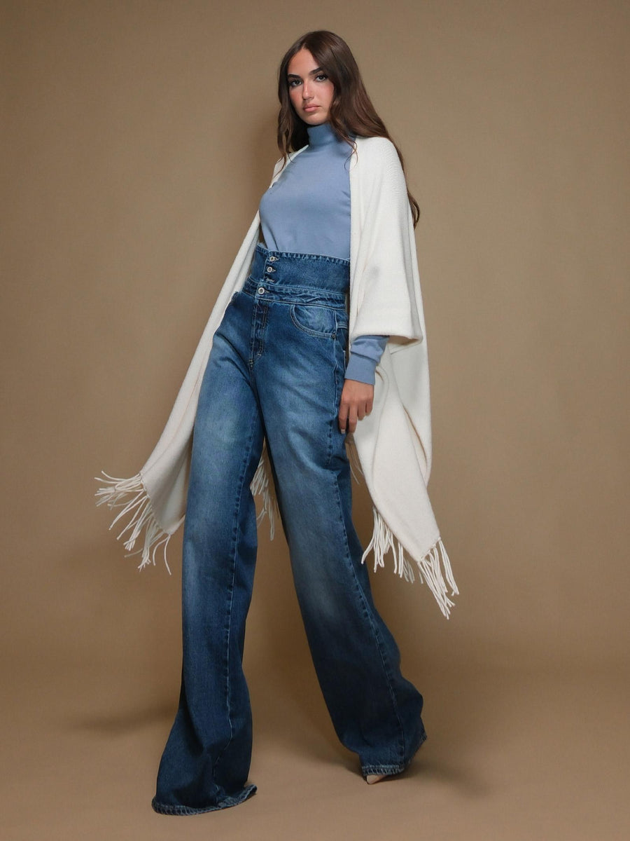 Cardigan Armoire con frange in crema 5R261 CREMA Armoire 