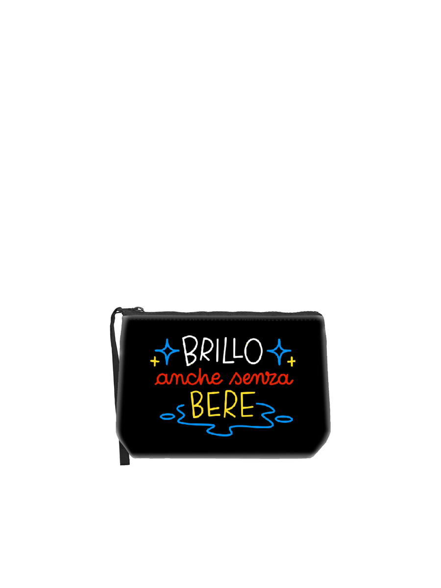 Pochette Aline "Apres Girl Glass 10" Saint Barth nera con stampa "Brillo anche senza bere" ALI0002 02848I MC2 SAINT BARTH 