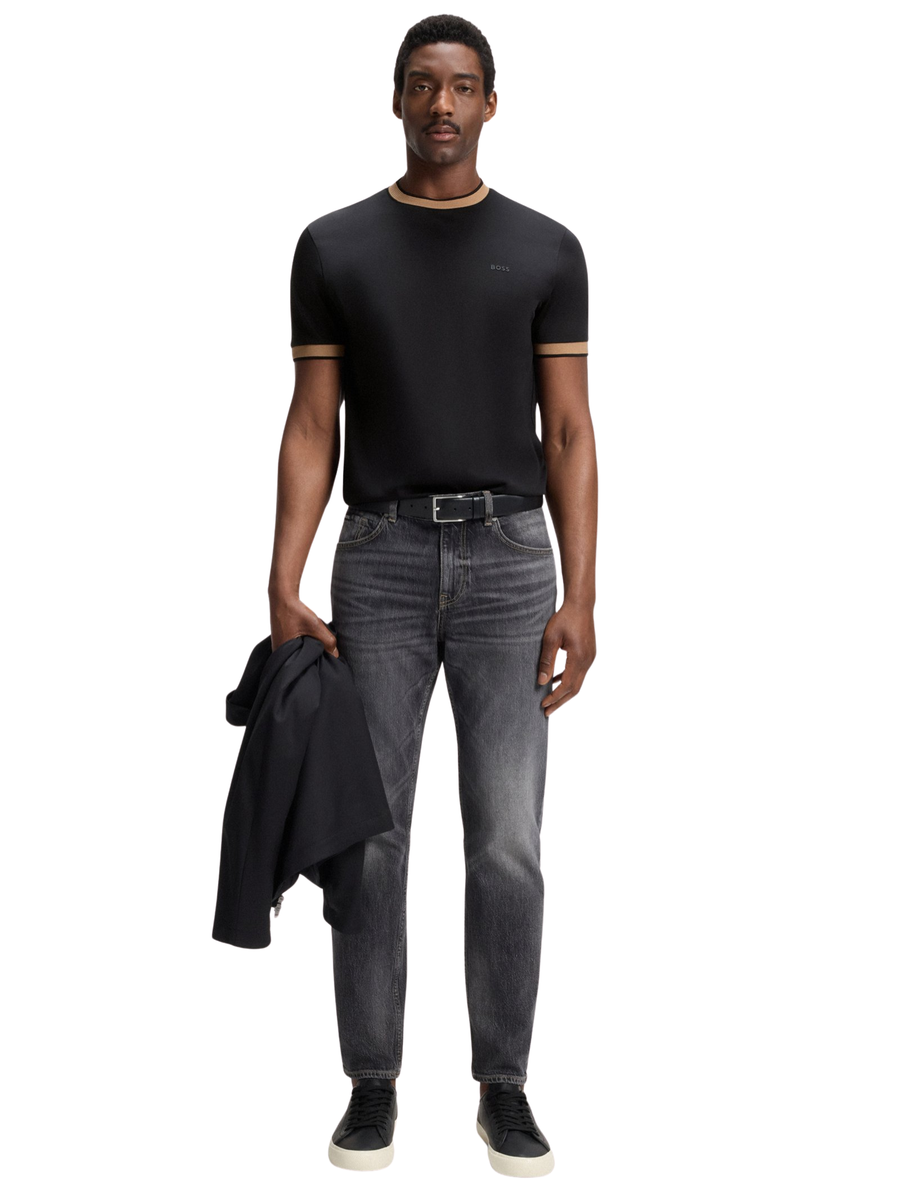 T-Shirt Boss nera con inserti beige 50543858 001 Boss 