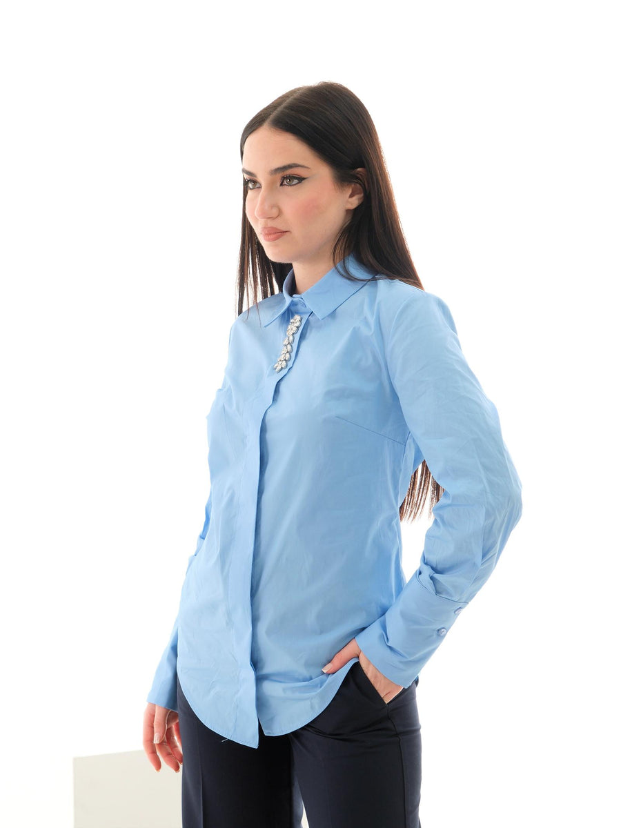 Camicia Imperial azzurra con dettagli gioiello CMS1JFP AZZURRO Imperial 