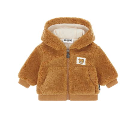Giubbino teddy Moschino marrone con patch orsetto sul petto MUA008 20351 Moschino 