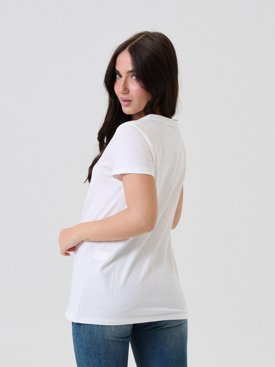 T-Shirt Vicolo bianca con stampa cane e logo lettering RF0282 BIA Vicolo 