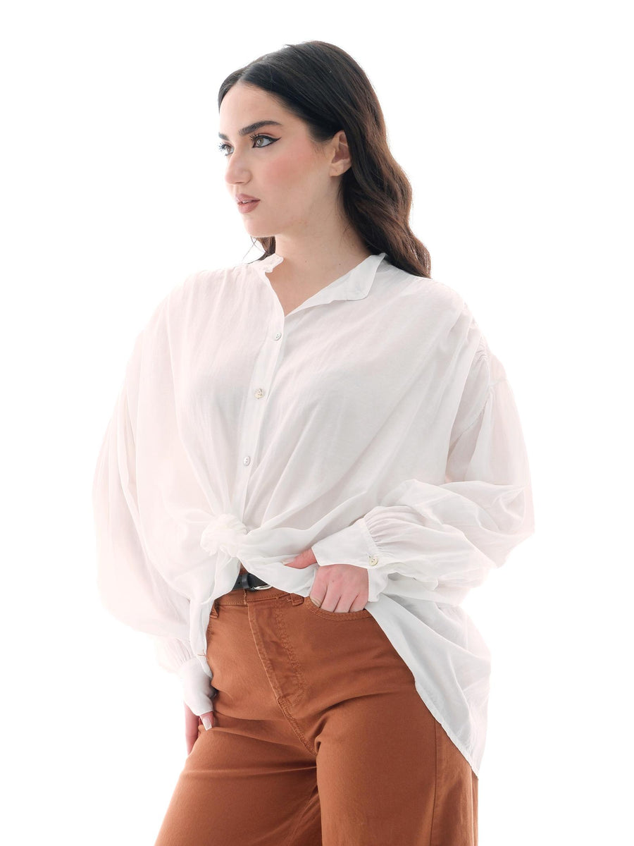 Camicia Armoire bianco latte con nodo frontale F8389C LATTE Armoire 