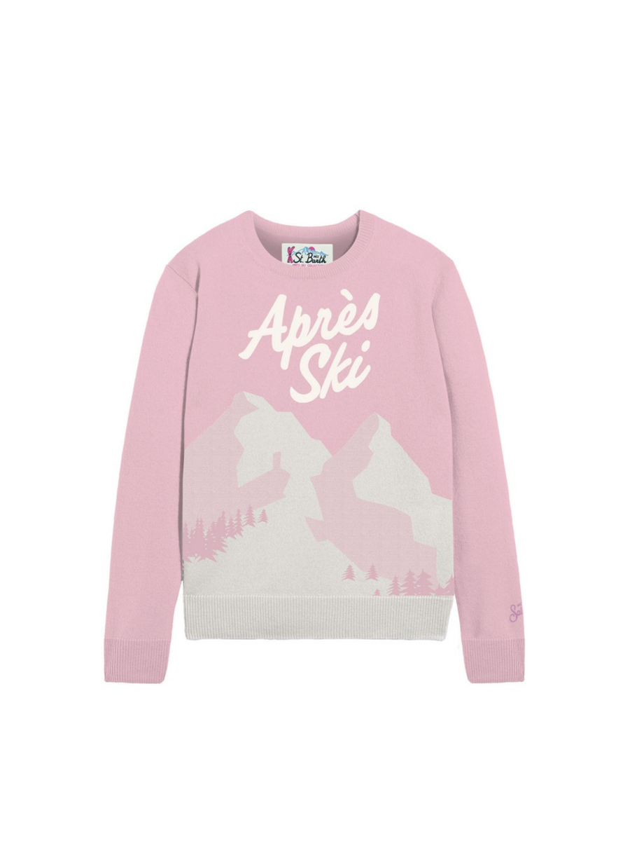 Maglione "21" Saint Barth rosa con scritta "Après Ski" QUE0018 03899I MC2 SAINT BARTH 