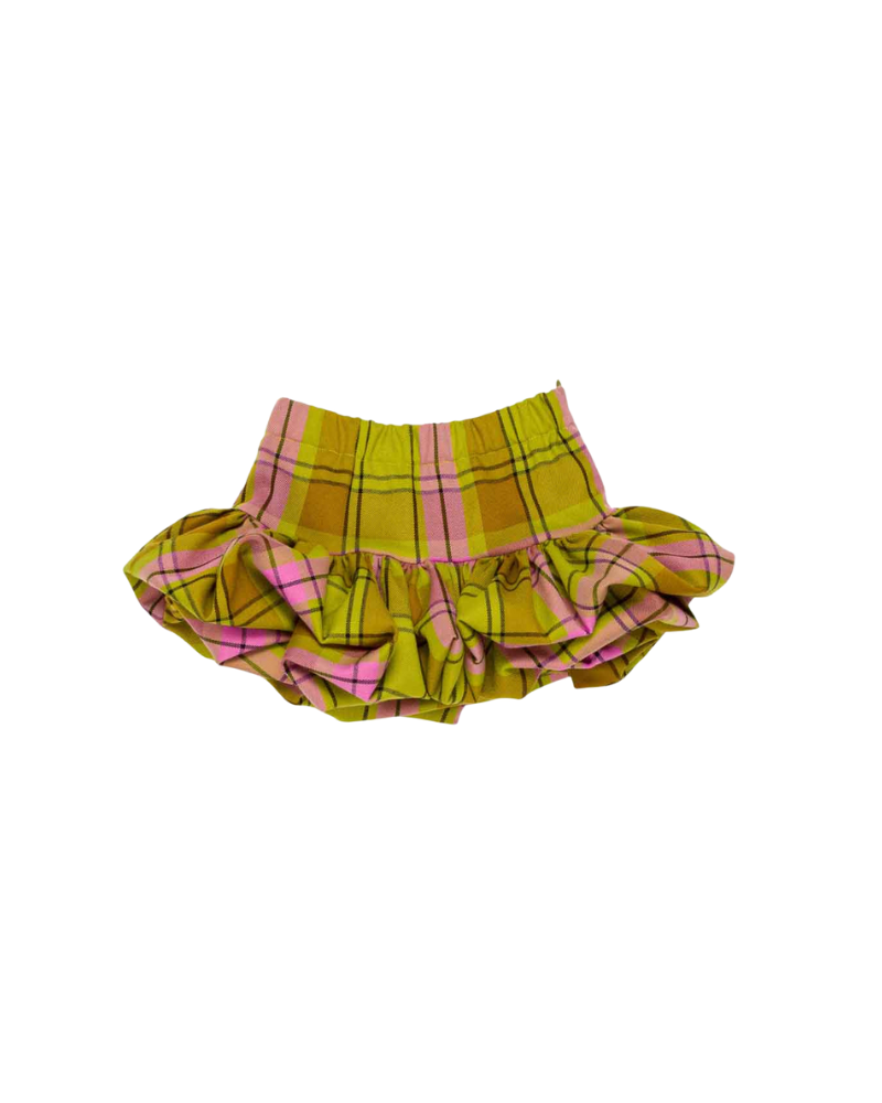 Gonna a balze Miss Grant verde e rosa con fantasia check MG1552 CHECK Miss Grant 