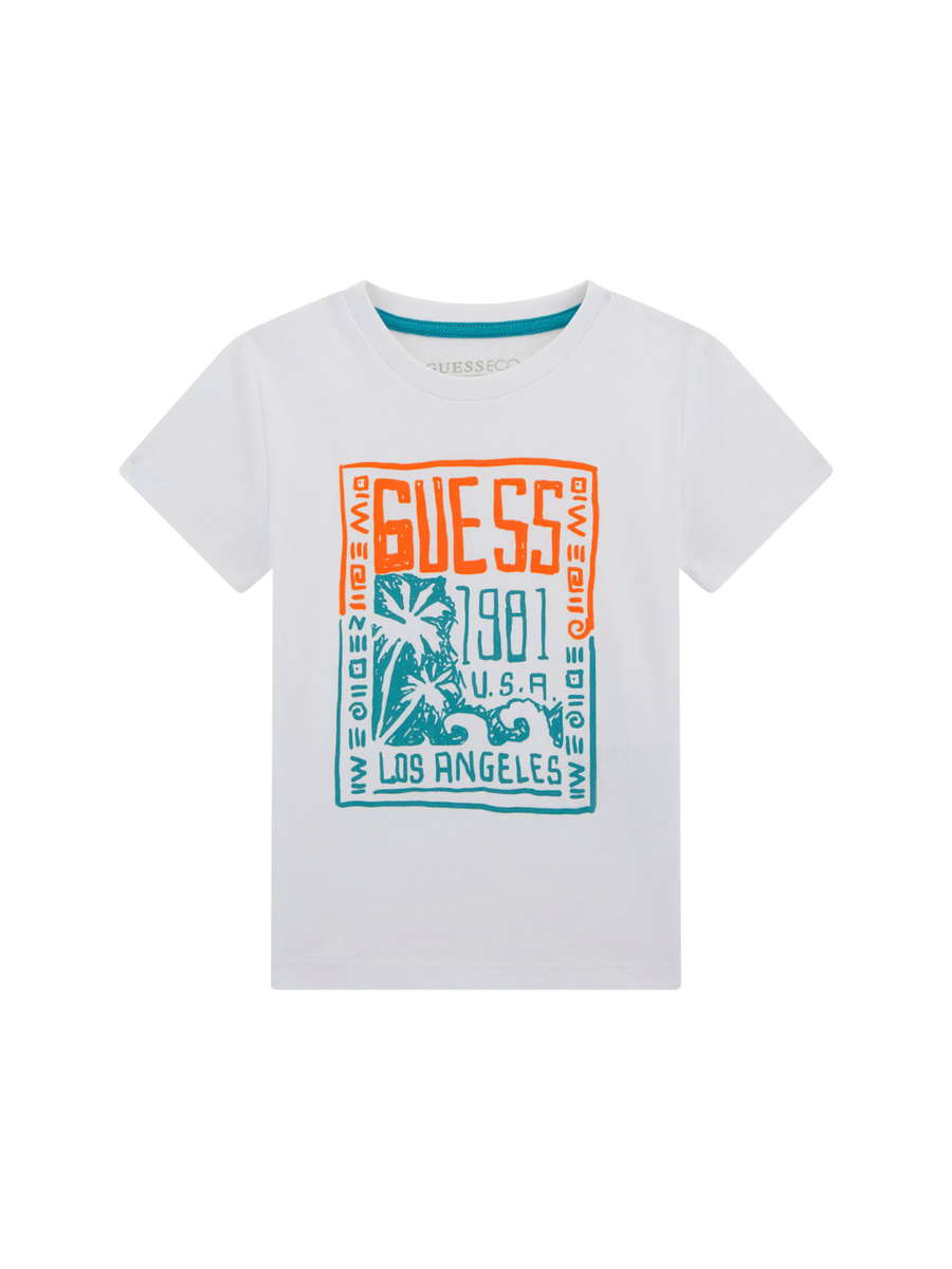 T-Shirt Guess bianca con grafica "Guess 1981 Los Angeles" N5GI16K8HM4 G011 Guess 