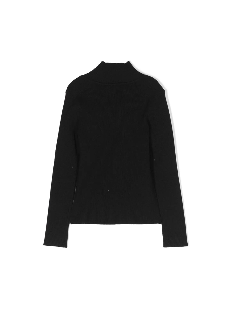 Maglione nero a coste con ricamo 232GJ390C 00006 Twinset 