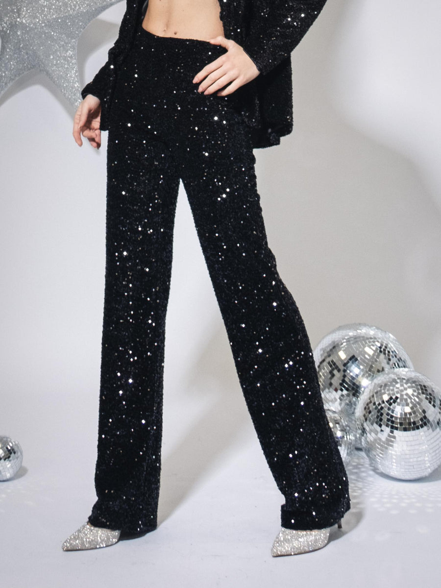 Pantalone Haveone nero con pailettes all over PGEM234 NERO Haveone 