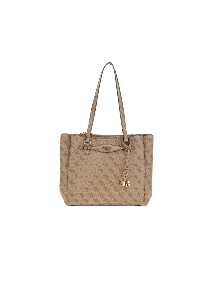 Borsa tote Guess beige con stampa logo all over e charm dorato HWSG9652230 LTL Guess 