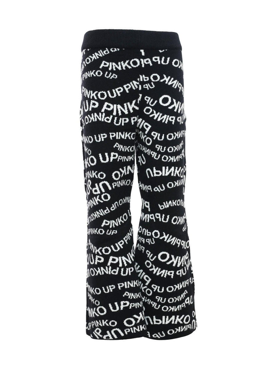 Pantalone nero e bianco jacquard 031573 110/06 Pinko 