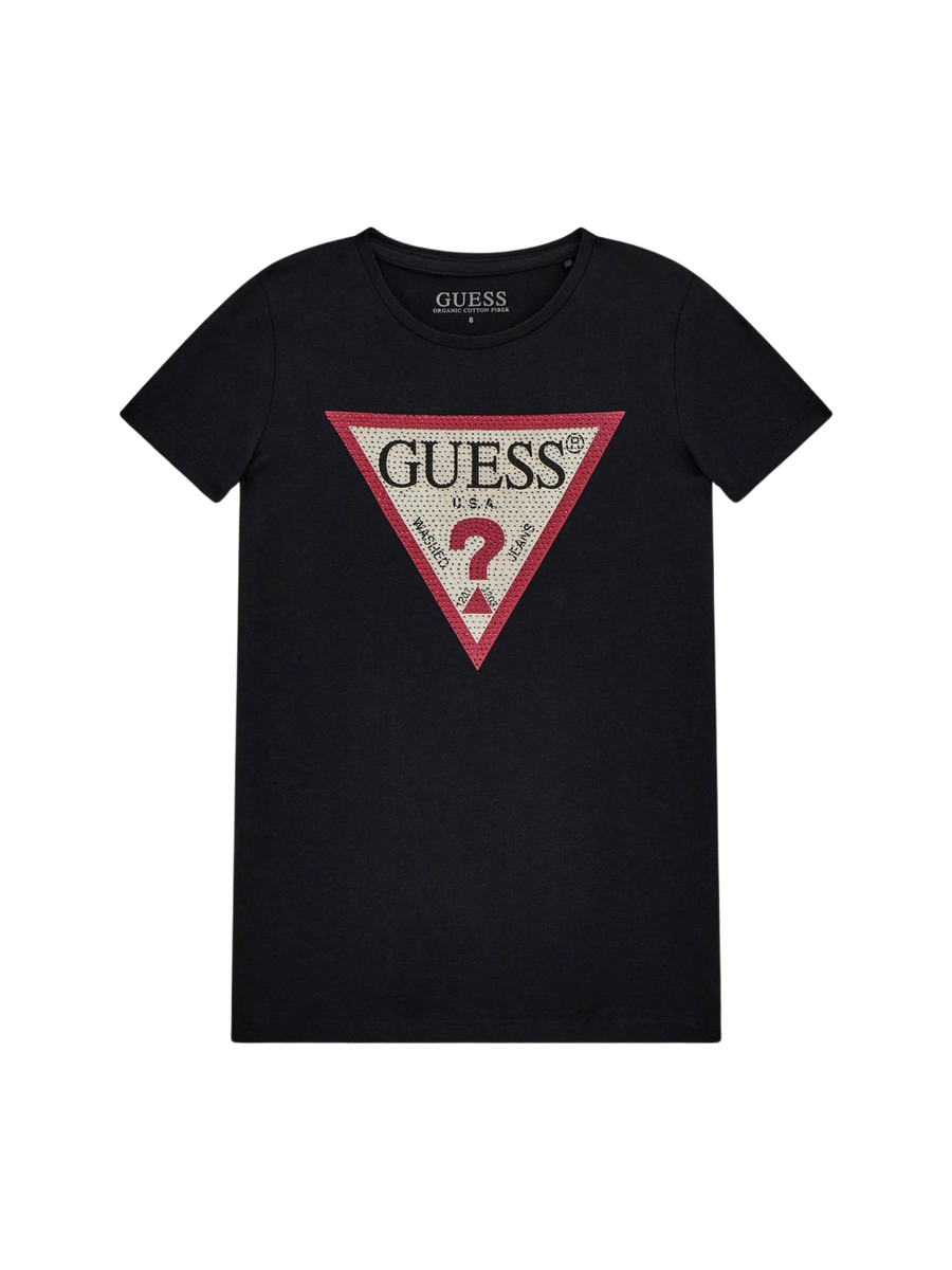 T-Shirt Guess nera con logo triangolare a contrasto J2YI51K6YW1 JBLK Guess 
