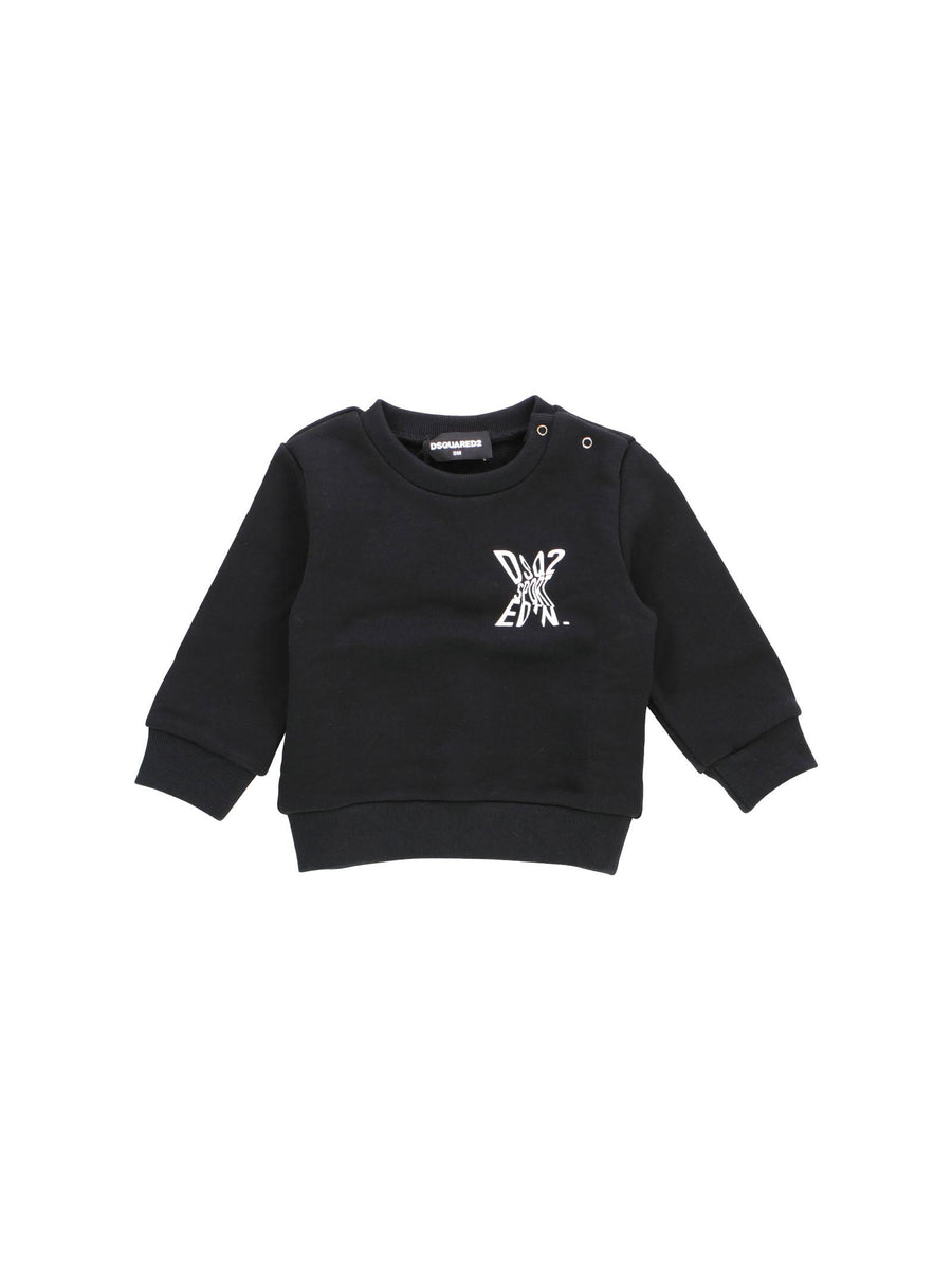 Felpa nera con interno garzato e stampe bianche DQ2546D003G DQ900 Dsquared 