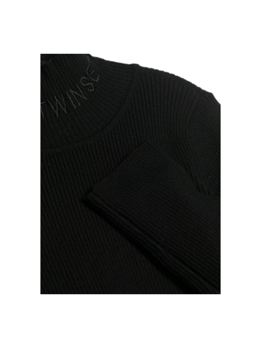 Maglione nero a coste con ricamo 232GJ390C 00006 Twinset 