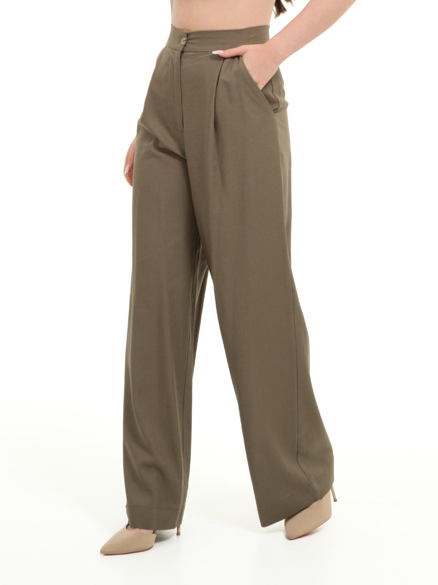 Pantaloni Armoire in misto lino verde militare PL01L MILITARE Armoire 