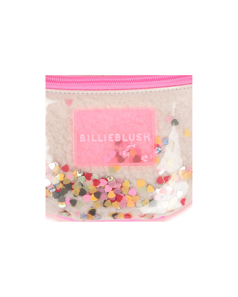 Marsupio glitterato Billie Blush panna con maxi pompon rosa e paillettes U21539 473 Billie Blush 