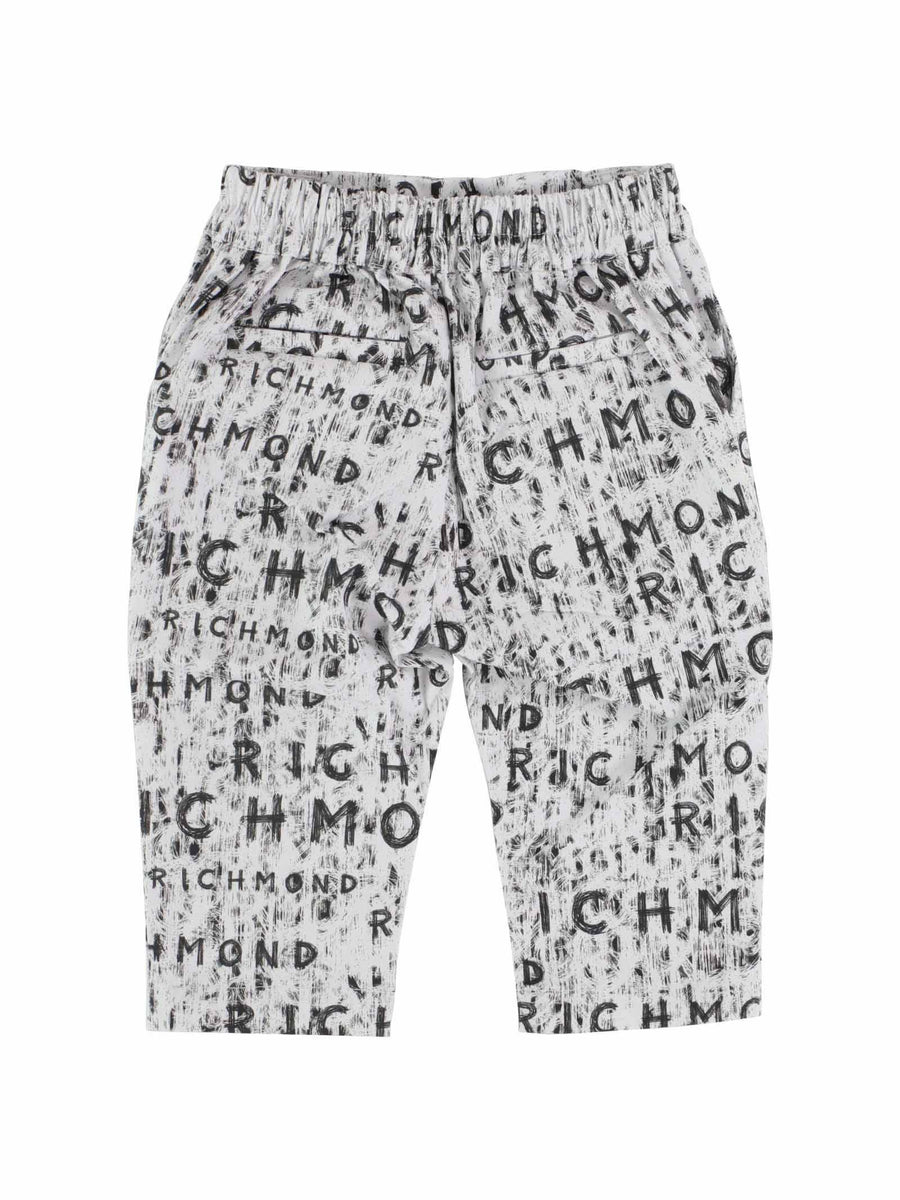 Pantaloni bianchi con scritta graffiti nera all over RIP24124PA WHT/BLK John Richmond 