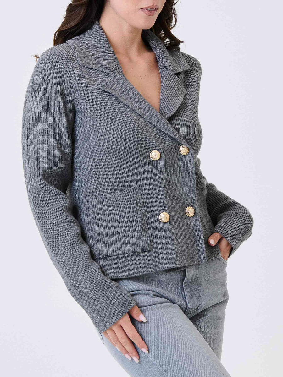 Cardigan doppiopetto Kontatto grigio con bottoni gioiello 3M0939C GRIGIO kontatto 