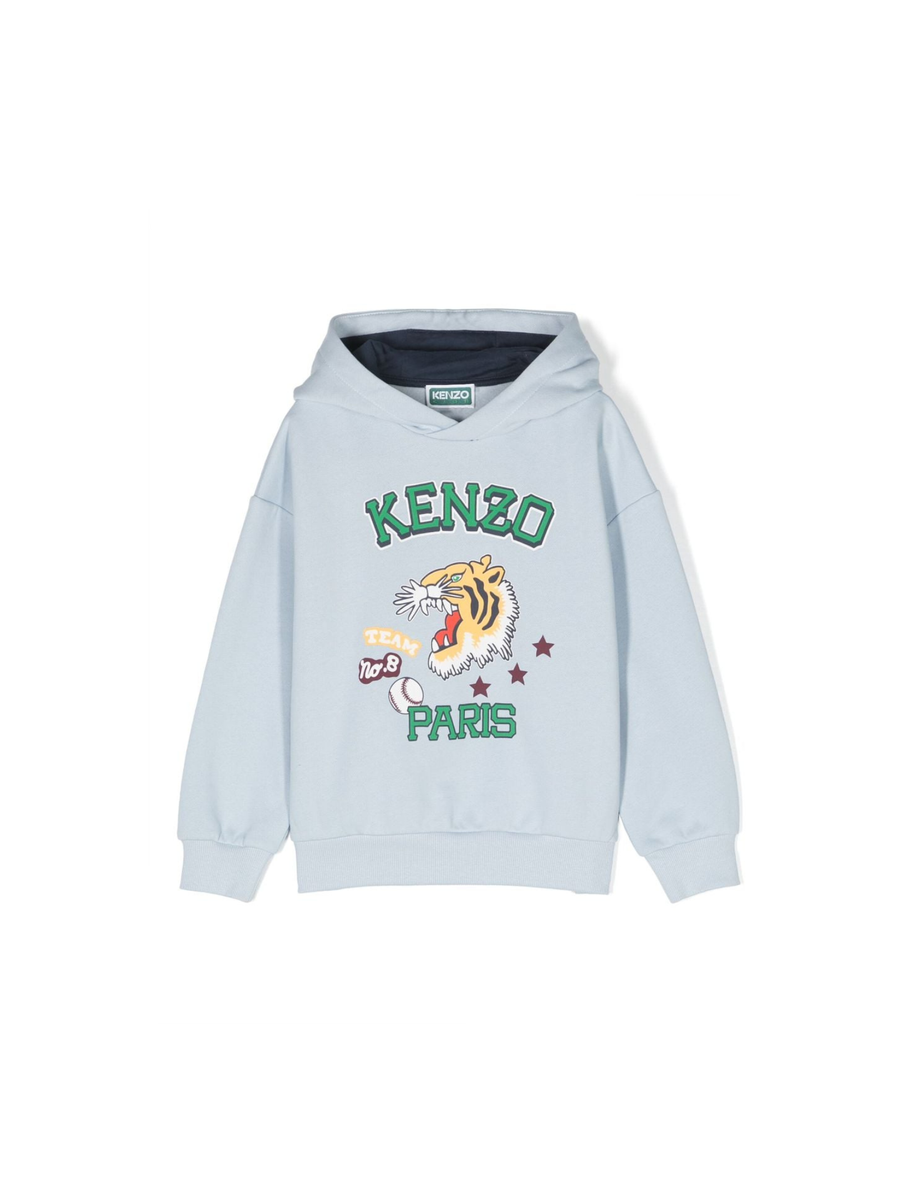 Felpa con cappuccio e stampa logo azzurro chiaro K25852 794 Kenzo 