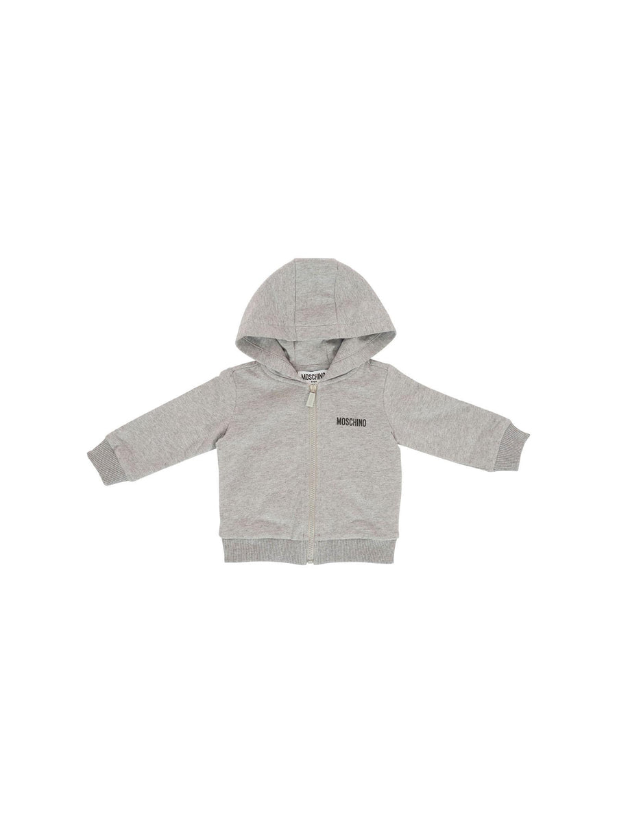 Felpa con cappuccio Moschino grigia con logo e orsetto stampato sul retro MUF065 60901 Moschino 