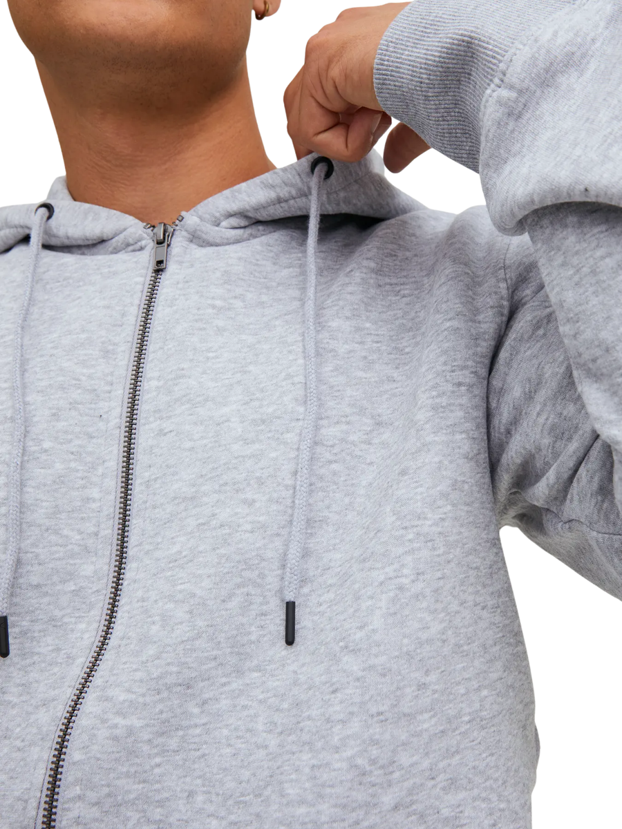 Felpa con zip e cappuccio Jack & Jones grigio chiaro melange 12210830 Light Grey Melange Jack & Jones 