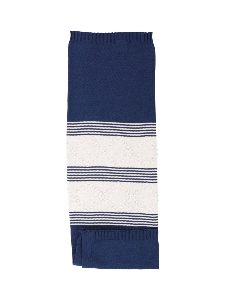 Coperta in filo blu e natural bio EL7080 C7NB Marlù 