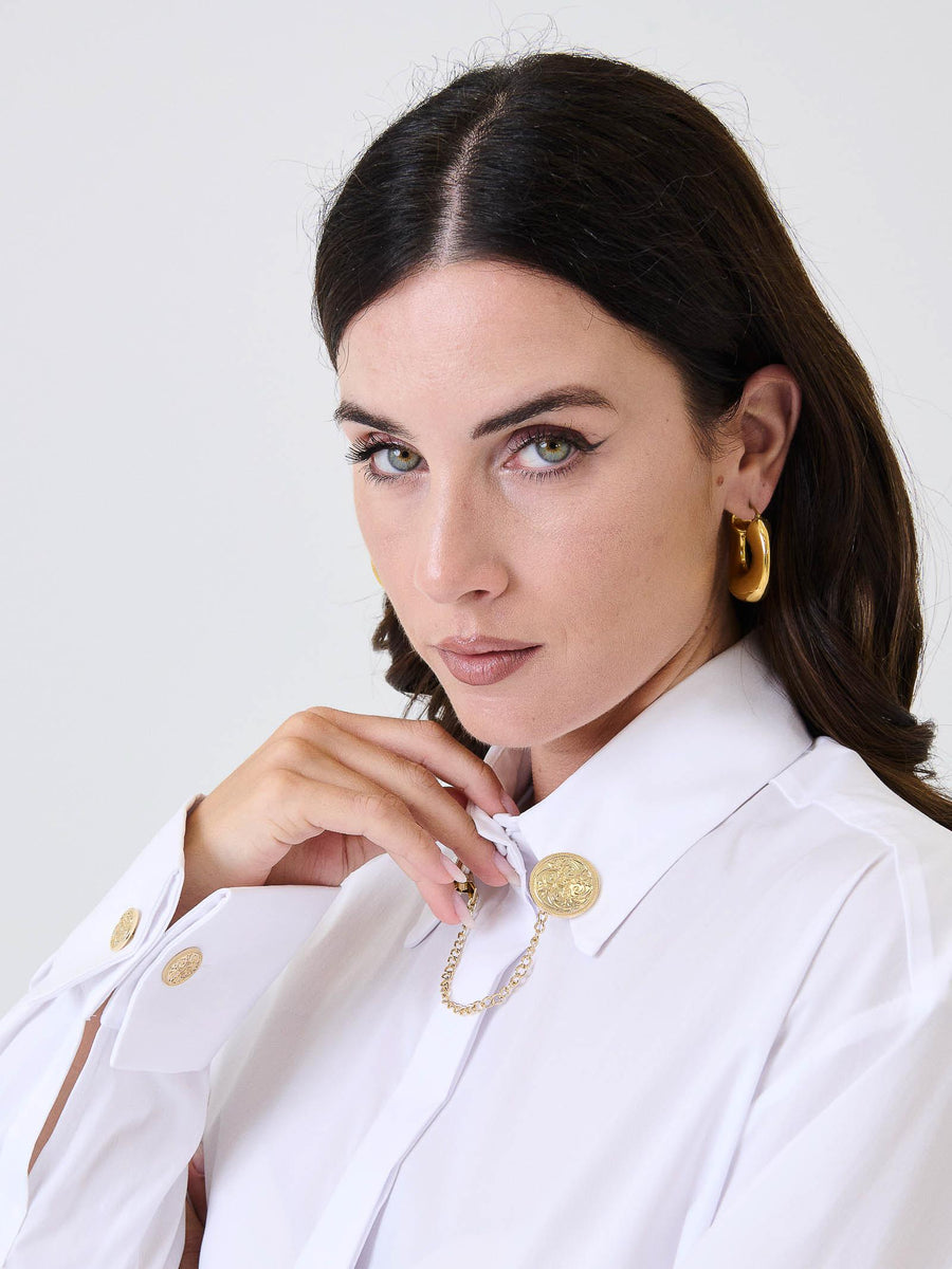 Camicia "sherlock" Silence Limited bianca con clip gioiello CA7019 WHITE Silence Limited 