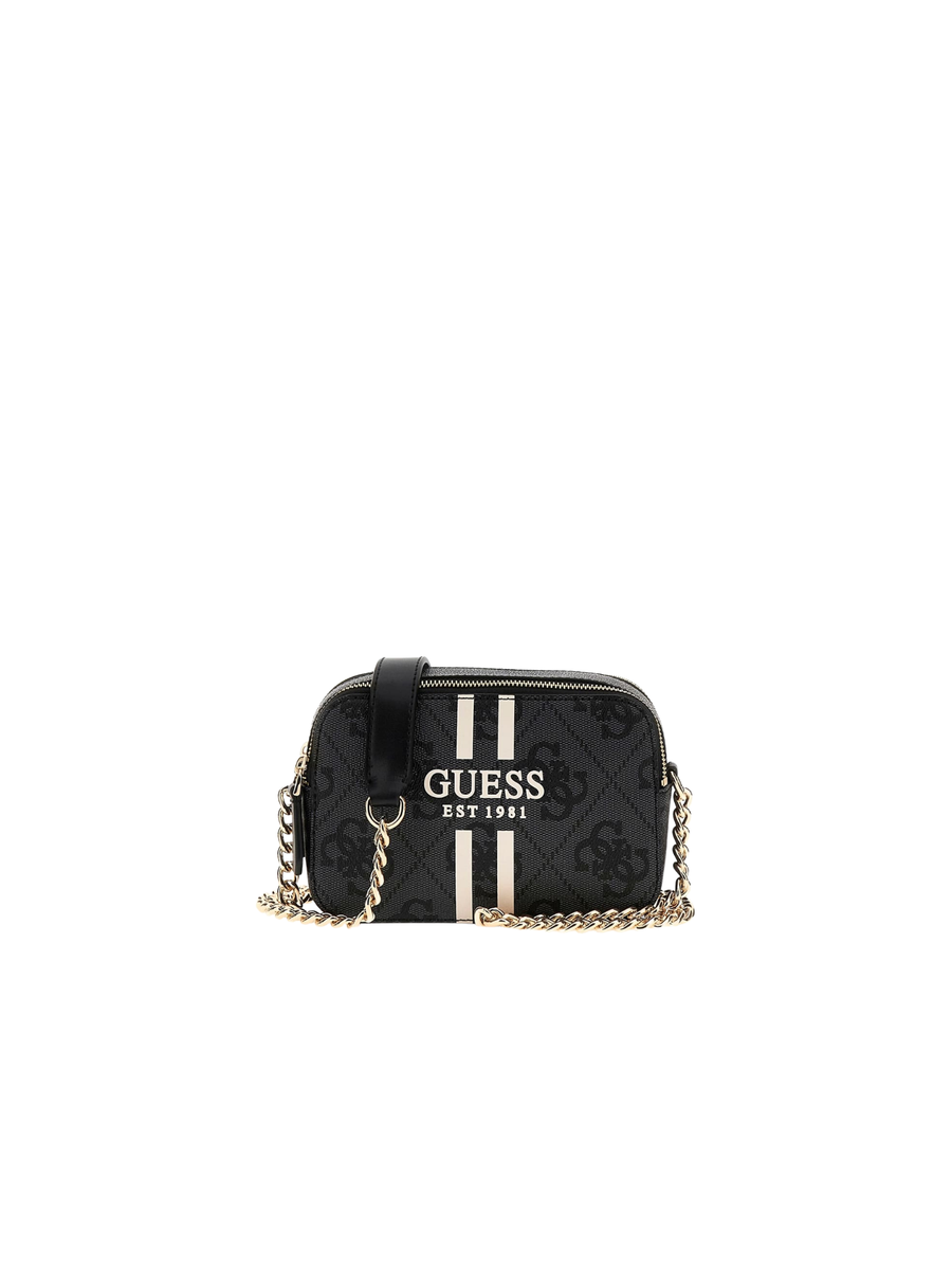 Borsa a tracolla Guess nera con bande verticali bianche e logo lettering HWOS9672140 CLO Guess 