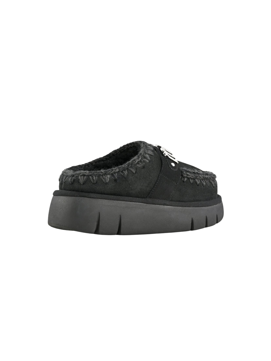Mou " Bounce Clog Suede - Letter Logo" nero MU.FW531001A BKBK Mou 
