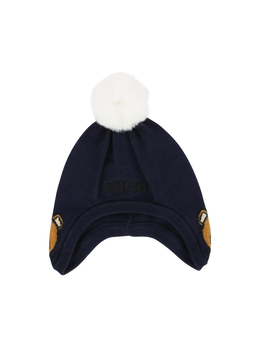 Cappellino Moschino pom pom blu MUX04ZLHE66 40016 Moschino 