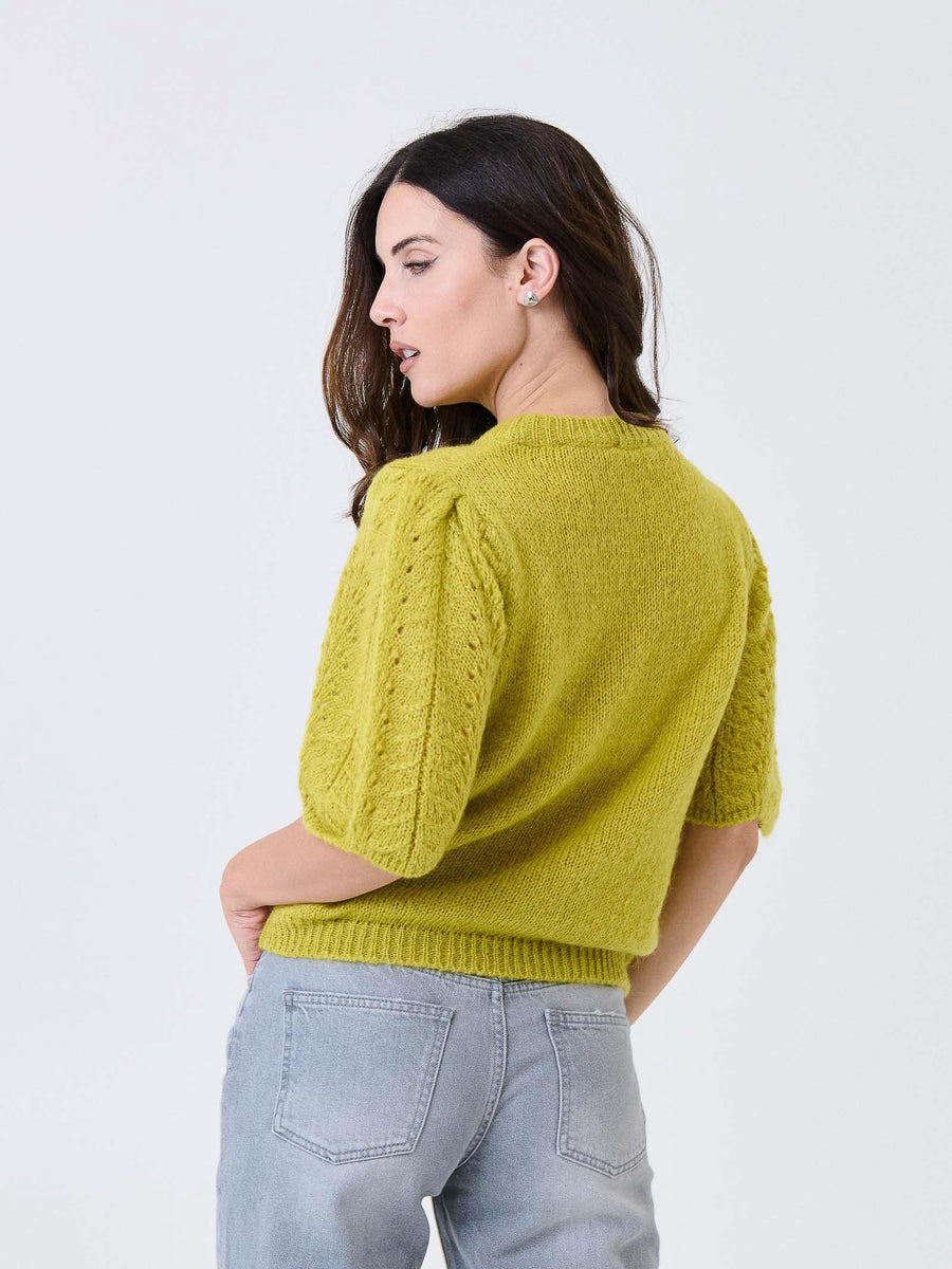 Maglia Kontatto verde con maniche a palloncino traforate 3M0913C MACHA kontatto 