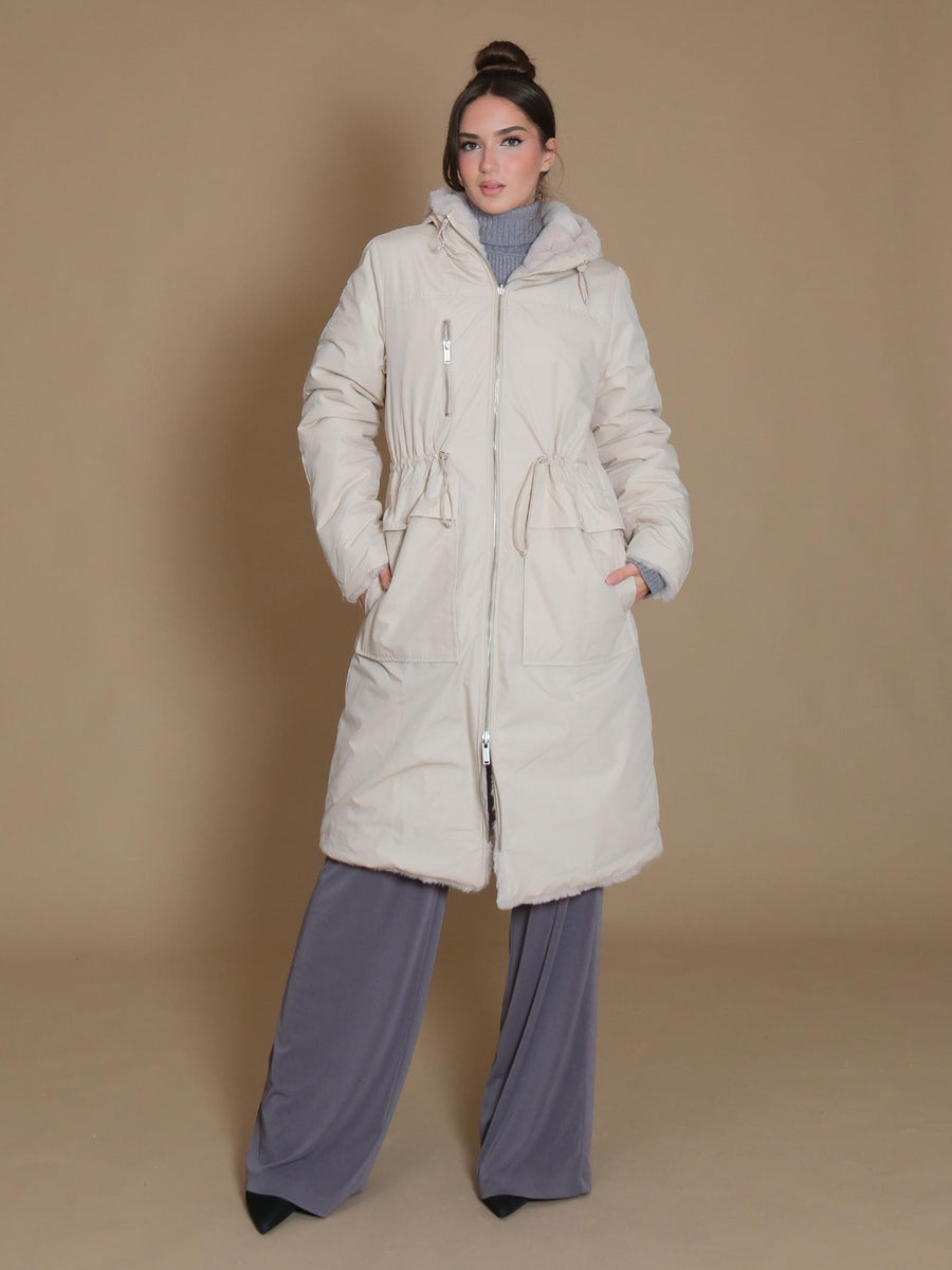 Giubbino Josien Rino & Pelle lungo reversibile beige chiaro Josien.7002412 BIR Rino & Pelle 