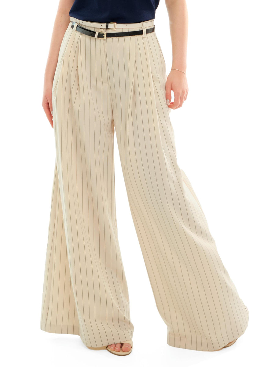 Pantalone Imperial crema a righe con cintura doppia PEQ4JBT CREMA Imperial 