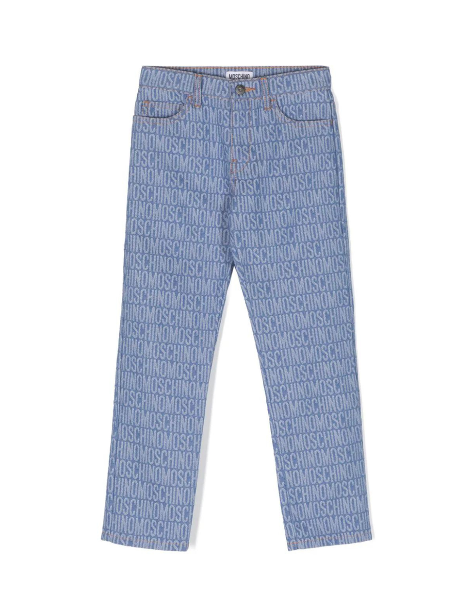 Jeans dritti con monogramma jacquard HMP05XL0E28 86198 Moschino 