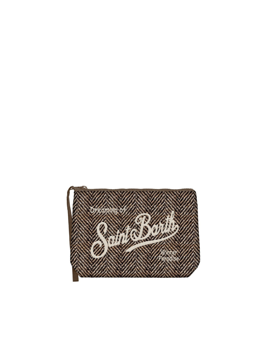 Pochette Aline "Herringbone 0015 emb" Saint Barth marrone spina di pesce ALI0022 01352I MC2 SAINT BARTH 
