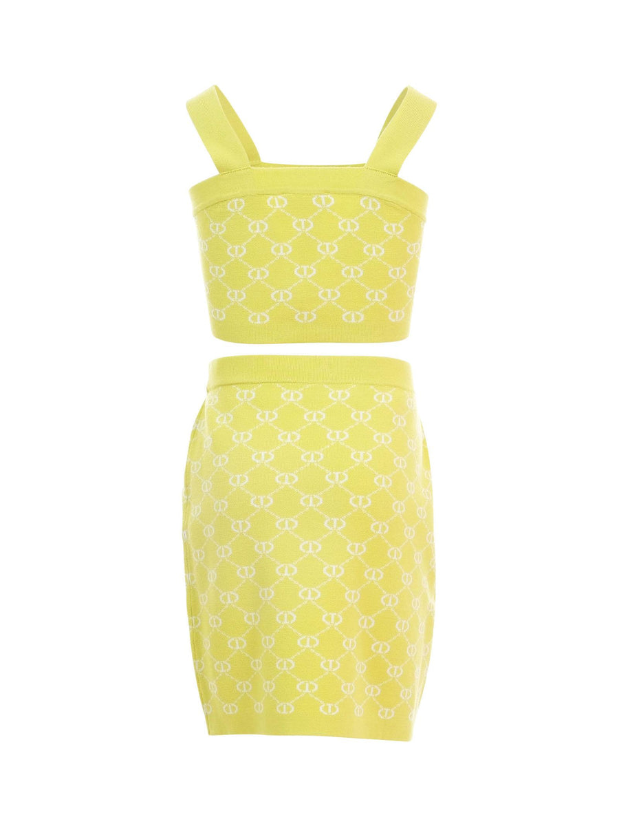 Completo top e gonna Twinset giallo logati all over 251GJ3QX4 12190 Twinset 